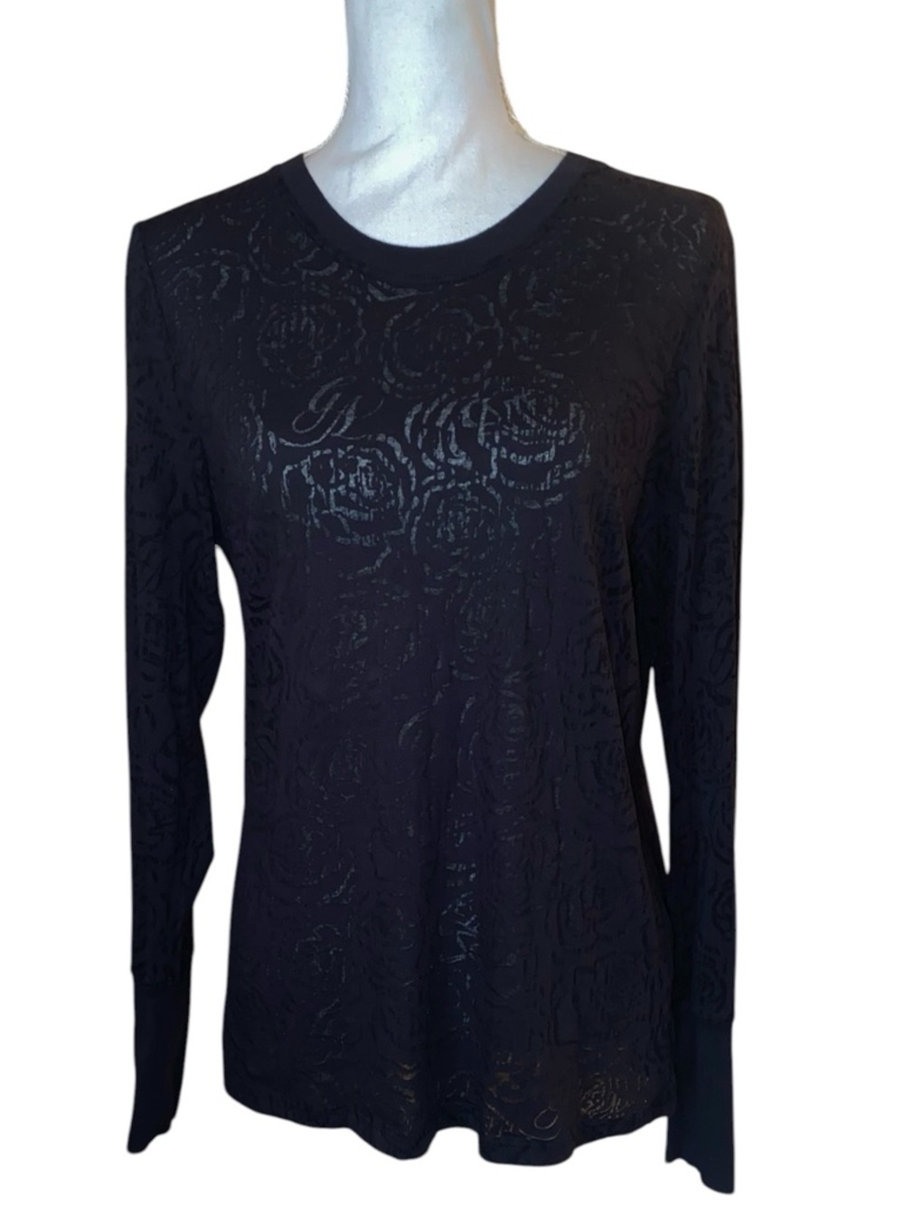 GREY’S ANATOMY Professional Wear by Barco Long Sleeve Lace Undershirt BLK SZ LG